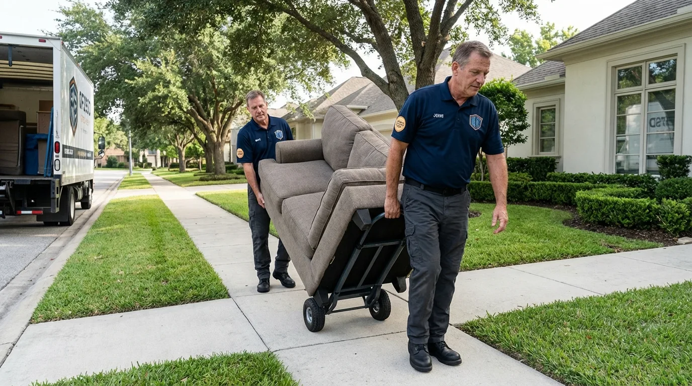 Local residential moving crew loading furniture in Peru, IL